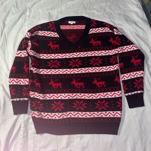 Men's Black and Red Reindeer Sweater andthewhy brand Medium/Large Size Good
